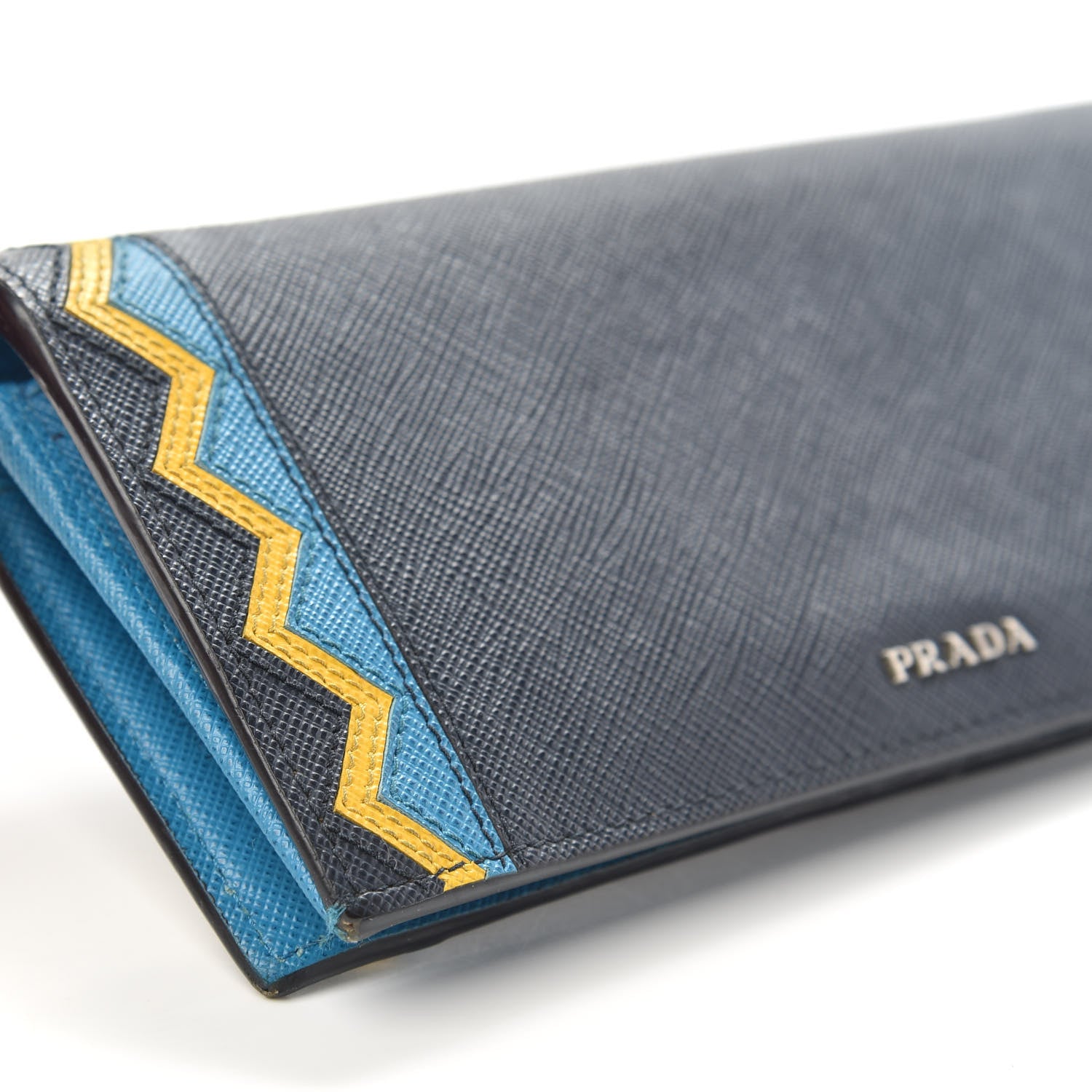 Prada Saffiano Greche Long Wallet Baltico Soleil 9 of 11