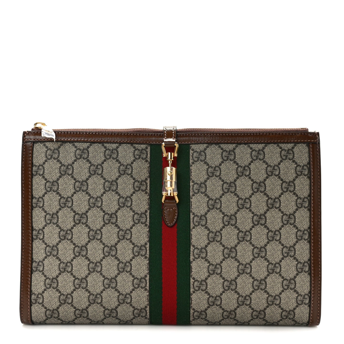GG Supreme Monogram Large Jackie 1961 Pouch Brown