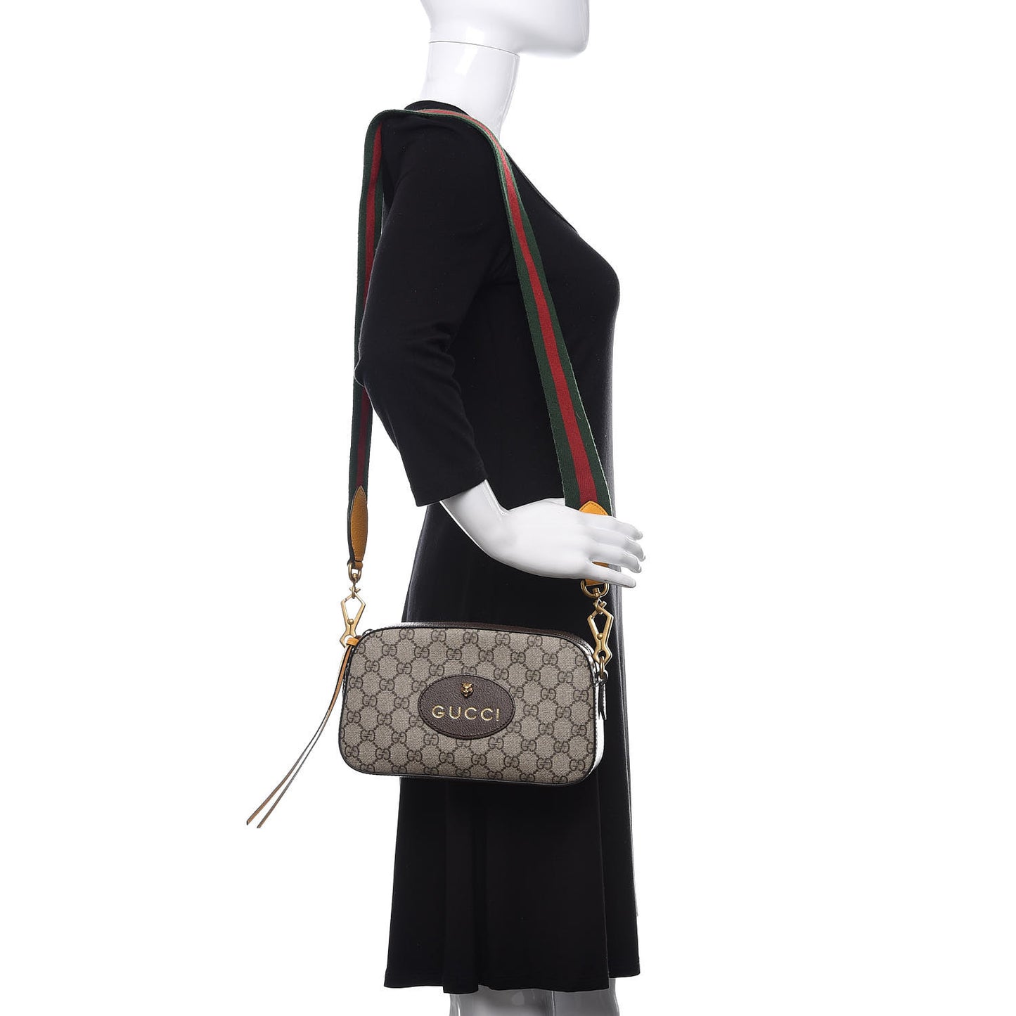 GG Supreme Monogram Web Neo Vintage Shoulder Bag Beige New Acero Crop
