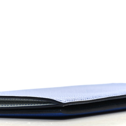 Hermes Epsom MC2 Fleming Checkbook Holder Wallet Bleu Electrique Gris Mouette 10 of 10
