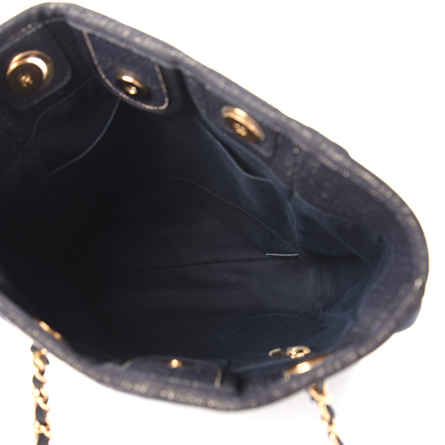 Chanel Lurex Canvas Mini Deauville Tote Navy Blue Gold 5 of 11