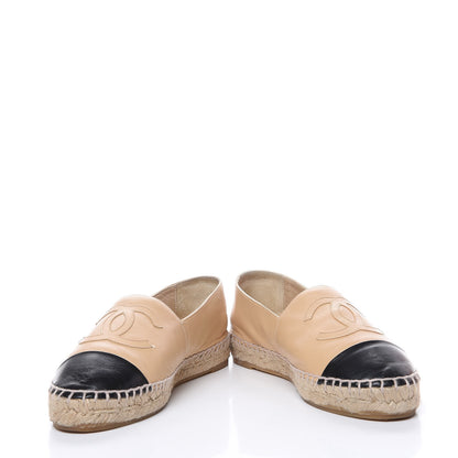 Chanel Lambskin CC Espadrilles 37 Beige Black 5 of 14