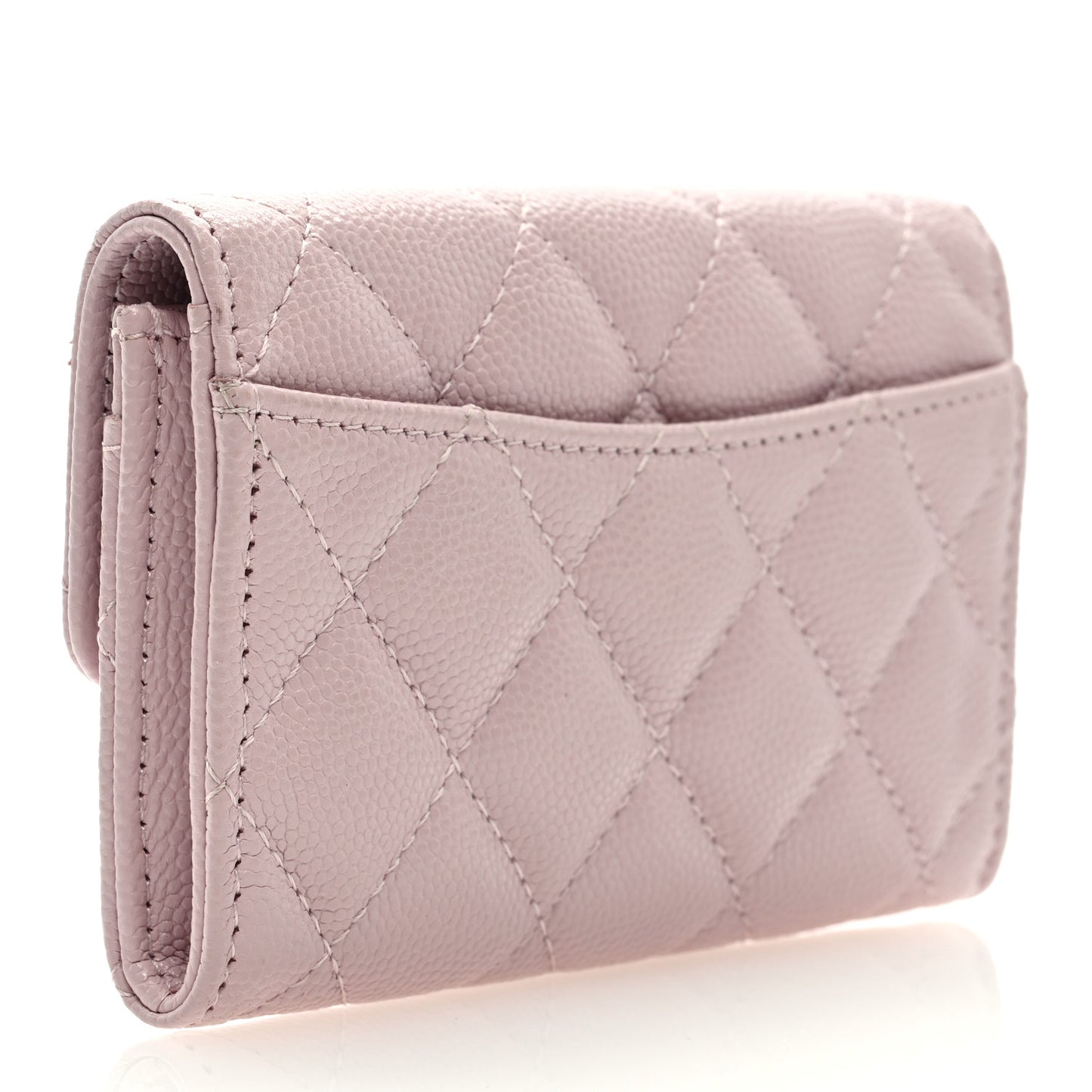 Caviar Quilted Flap Card Holder Wallet Light Pink