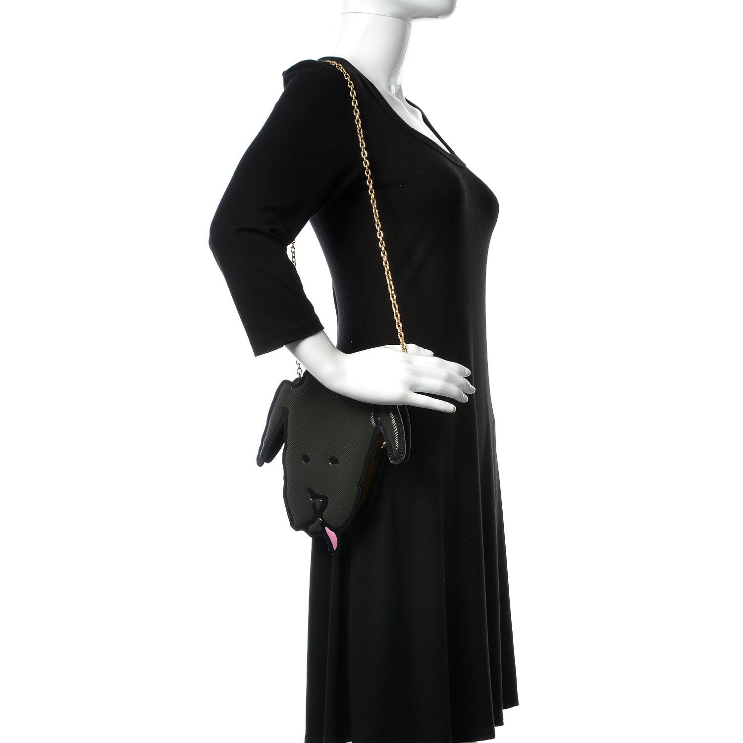 Louis Vuitton Epi Catogram Dog Face Clutch Black 2 of 10
