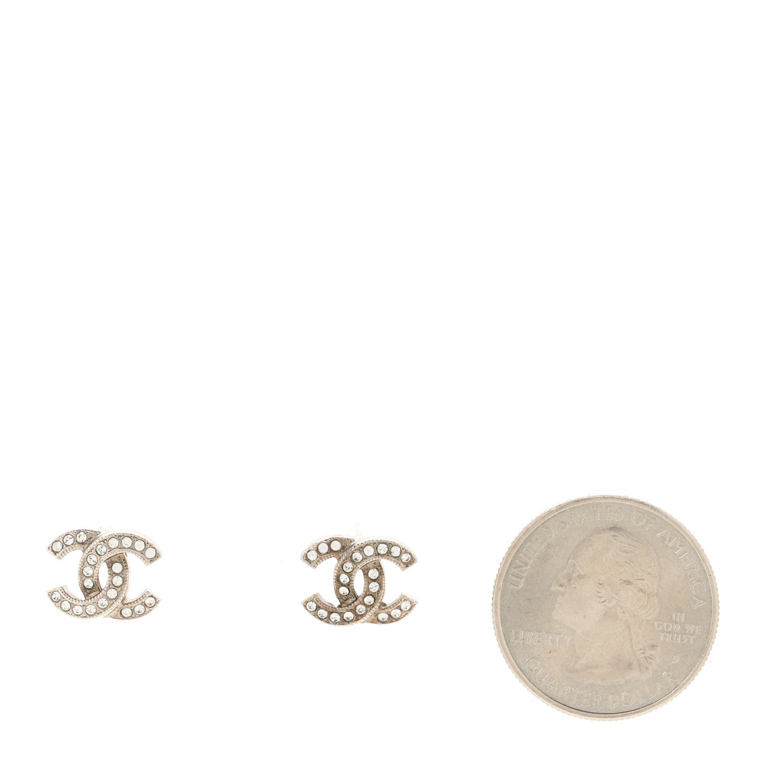 Chanel Crystal CC Earrings Silver 2 of 4