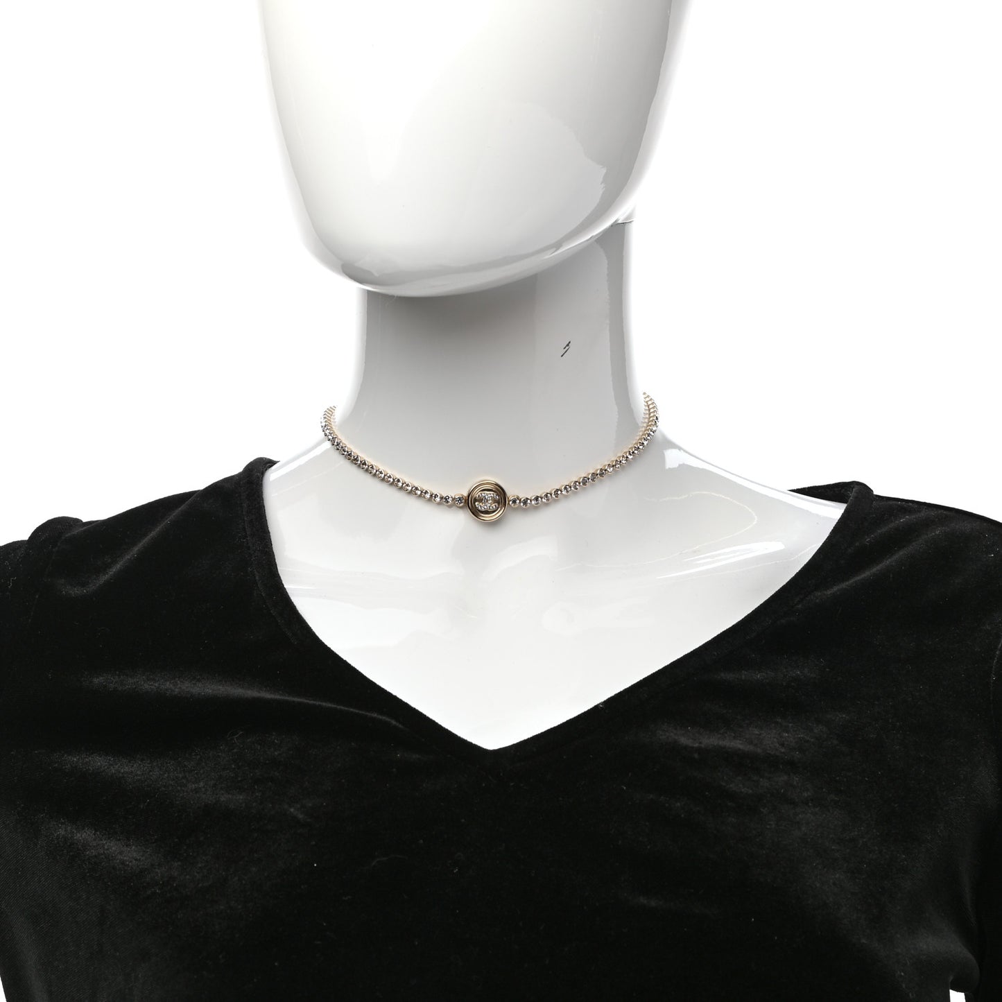 Crystal CC Chain Short Necklace Gold
