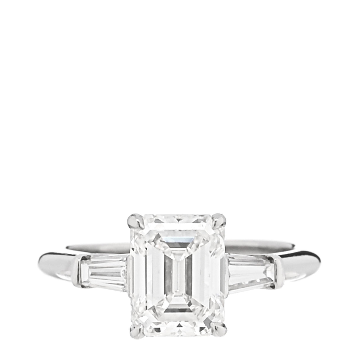 Platinum Diamond 2.15ct Emerald Cut Three Stone Engagement Ring 47 4.25
