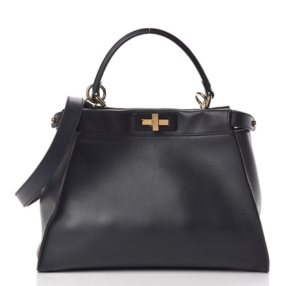 Fendi Calfskin Velvet Fun Fair Medium Peekaboo Iconic Satchel Night Blue Multicolor 4 of 13