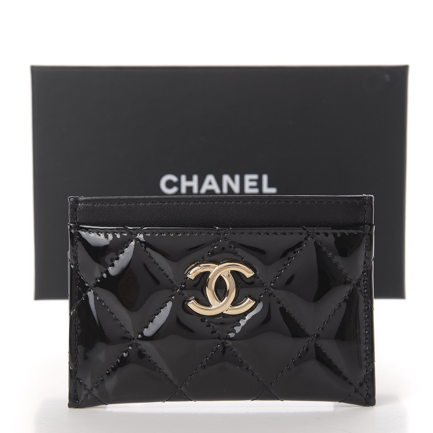 Chanel Patent Calfskin Quilted Card Holder Black 11 of 12
