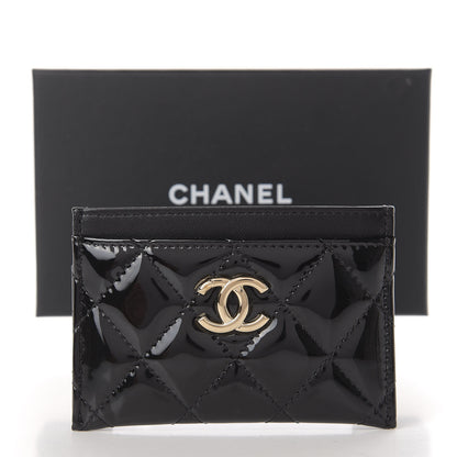 Chanel Patent Calfskin Quilted Card Holder Black 11 of 12