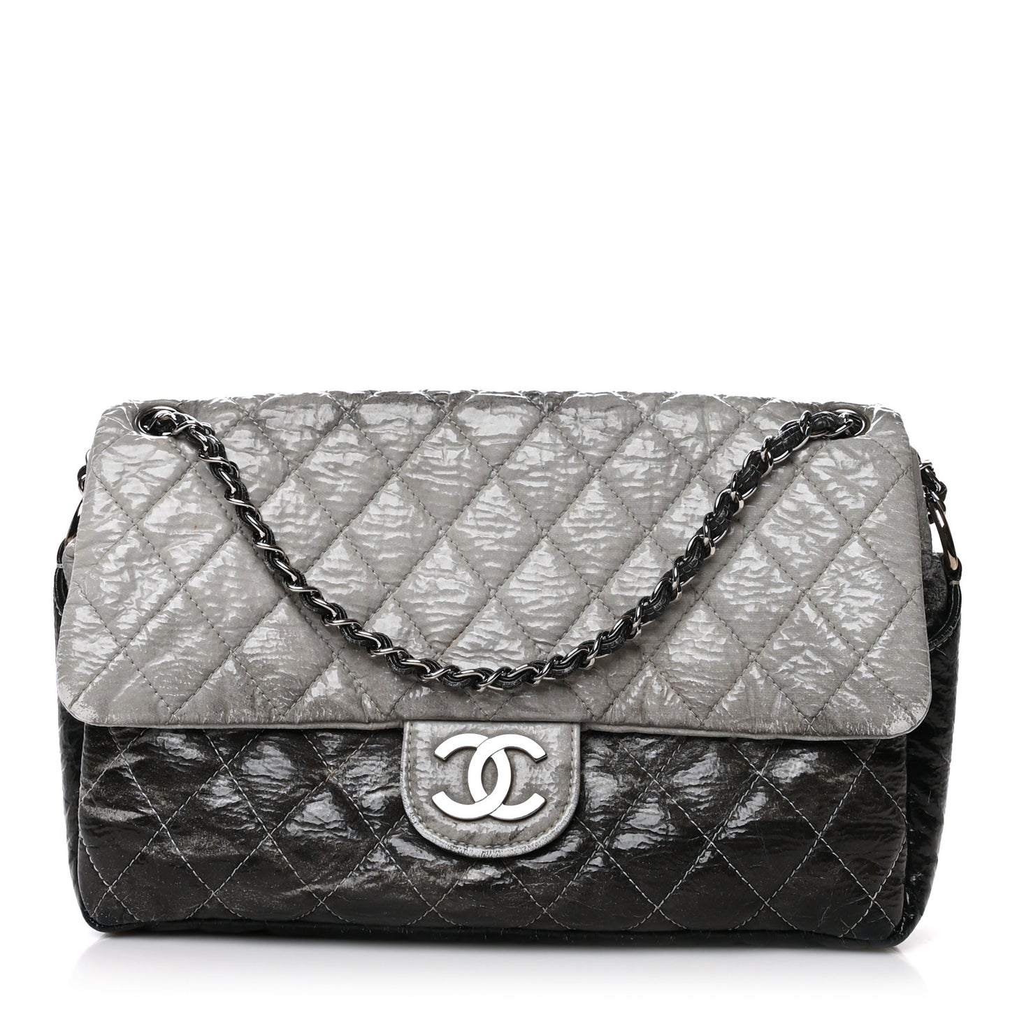 Vinyl Quilted Jumbo Melrose Degrade Flap Black