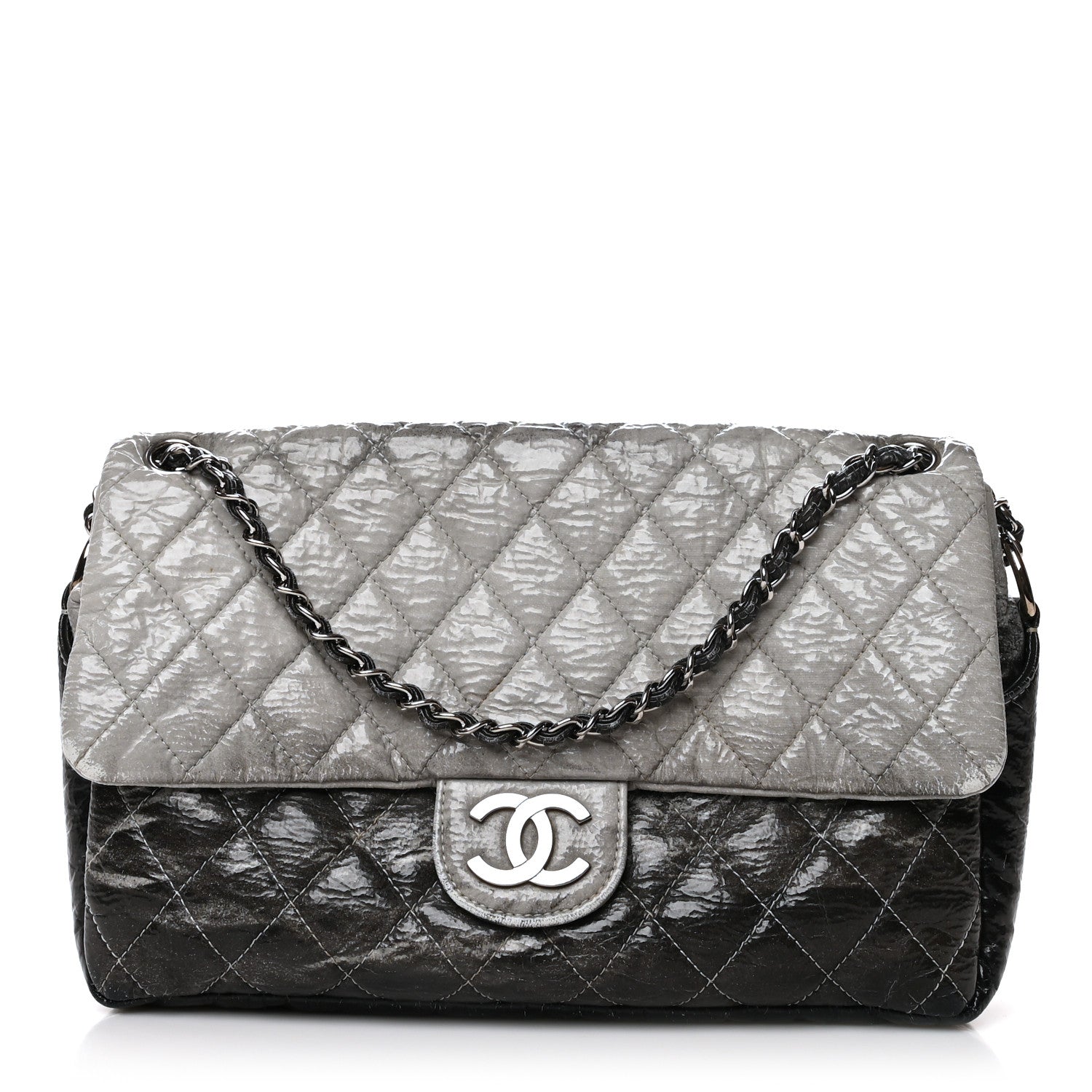 Chanel Vinyl Quilted Jumbo Melrose Degrade Flap Black 1 of 10