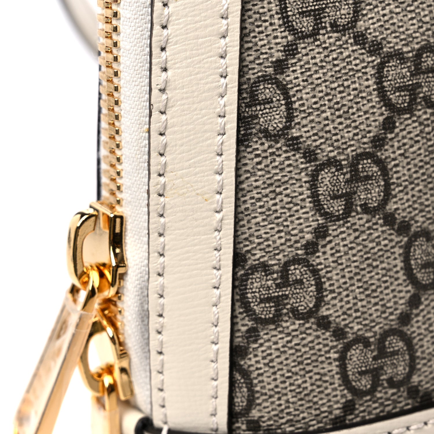 Gucci GG Supreme Monogram Azalea Calfskin Mini Horsebit 1955 Top Handle Bag Beige Ebony Mystic White 12 of 13