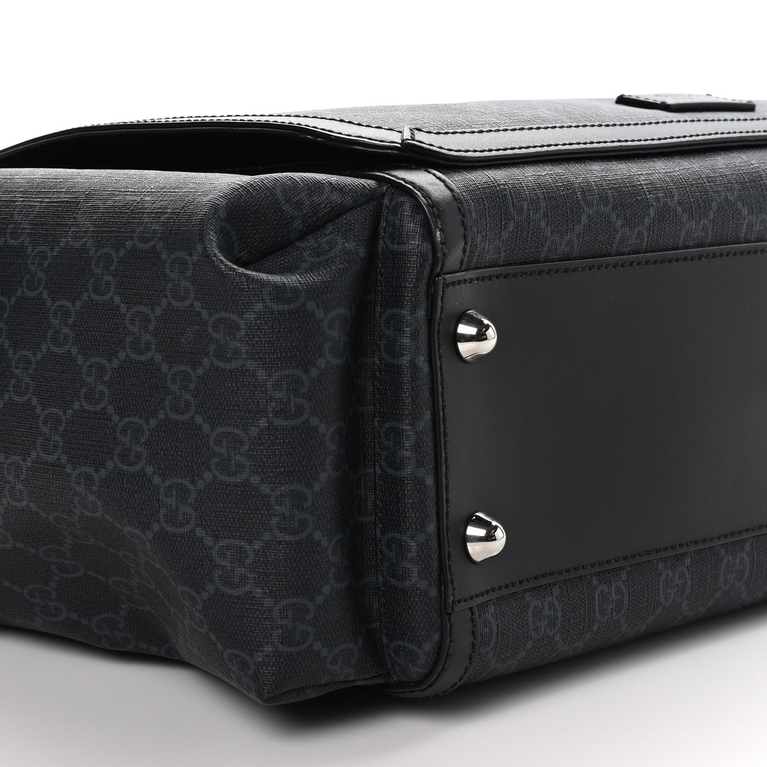 Gucci GG Supreme Monogram Web Messenger Diaper Bag Black Grey 9 of 10