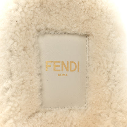Fendi Suede Shearling Fendi Feel Buckled Slide Sandals 39 Beige Latte 7 of 7