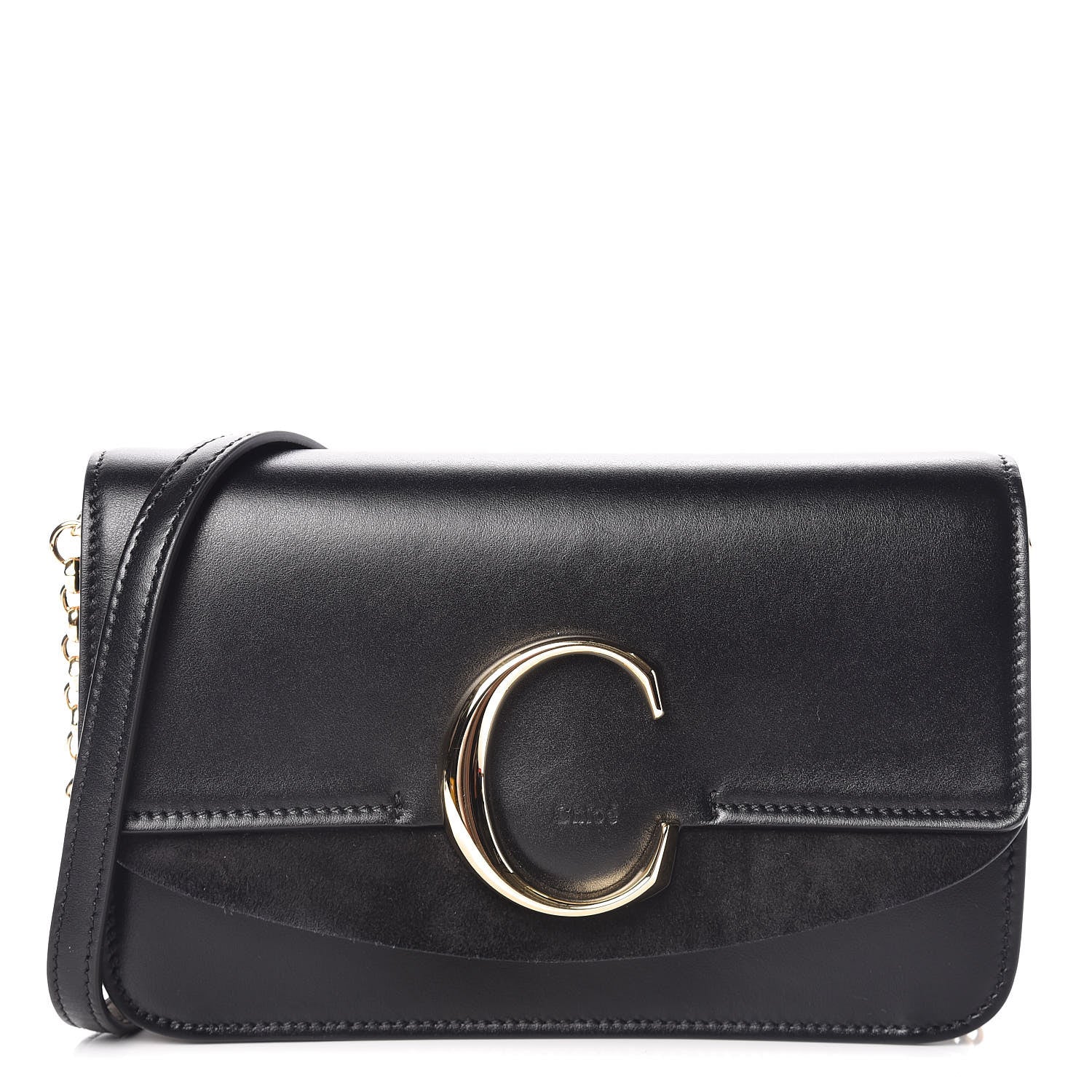 Chloe Calfskin Suede C Clutch With Chain Black 1 of 10