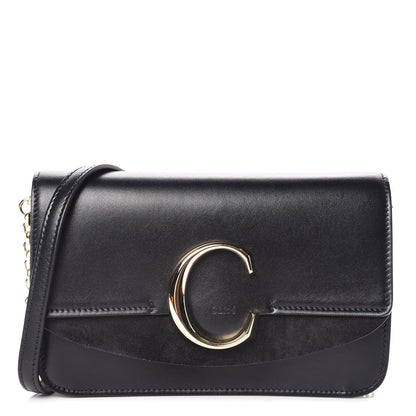 Chloe Calfskin Suede C Clutch With Chain Black 1 of 10