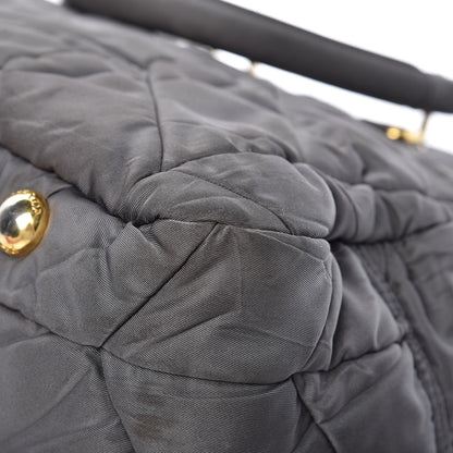 Prada Tessuto Nylon Chevron Quilted Dome Satchel Grey 12 of 13