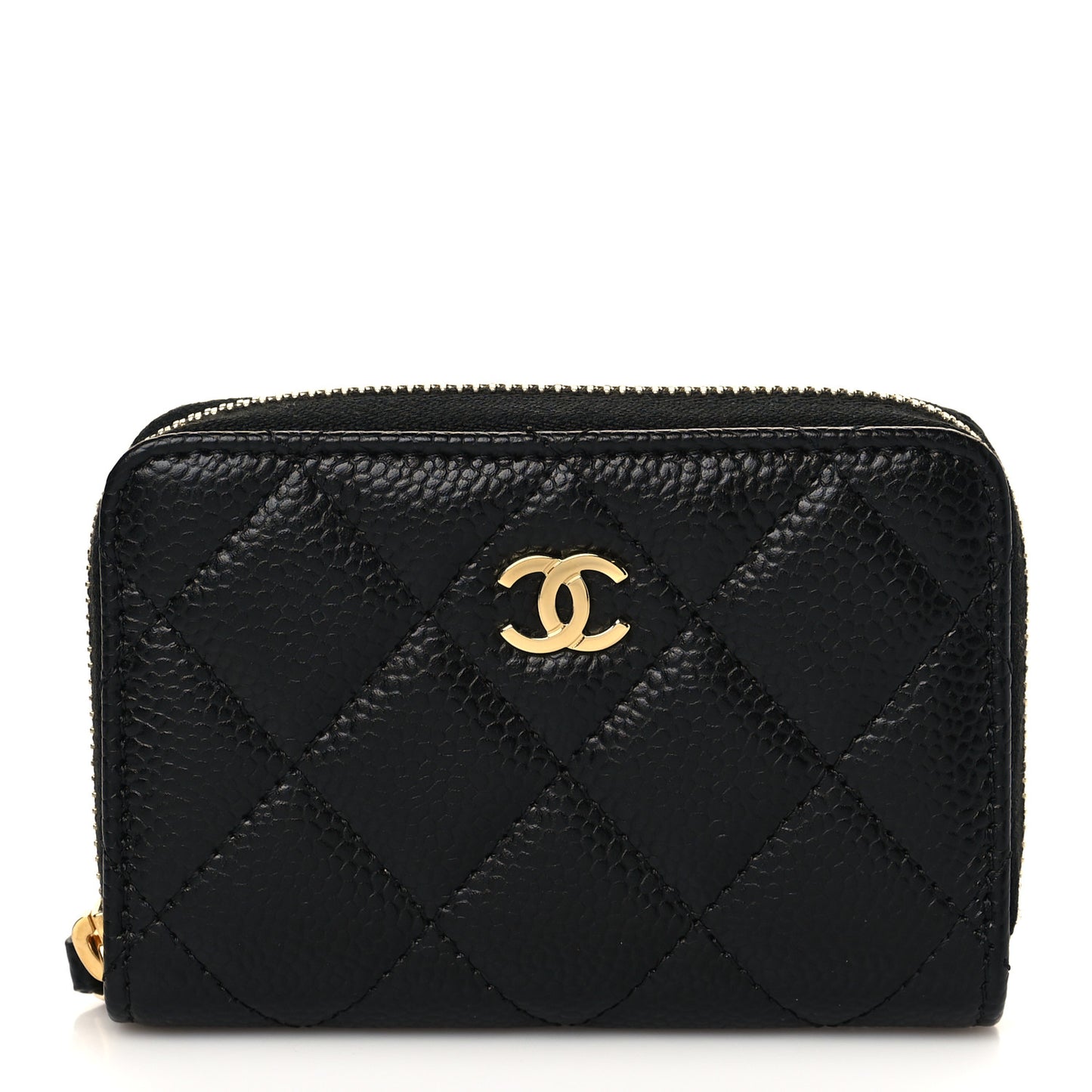 Caviar Quilted Zip Coin Purse Black