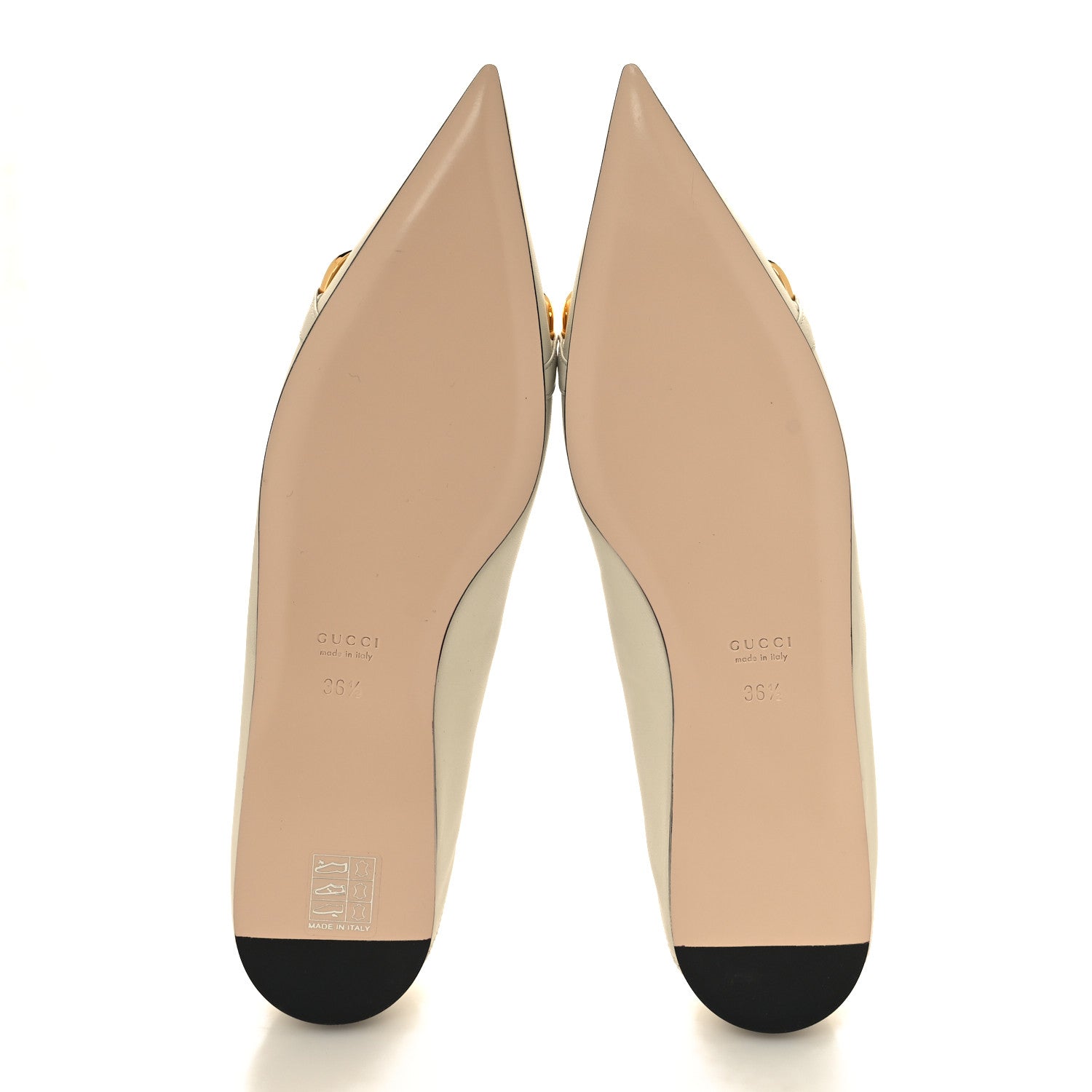 Gucci Nappa Lumiere Deva Horsebit Chain Embellished Flats 36.5 Dusty White 5 of 9