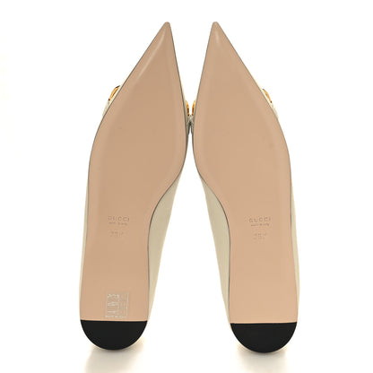 Gucci Nappa Lumiere Deva Horsebit Chain Embellished Flats 36.5 Dusty White 5 of 9