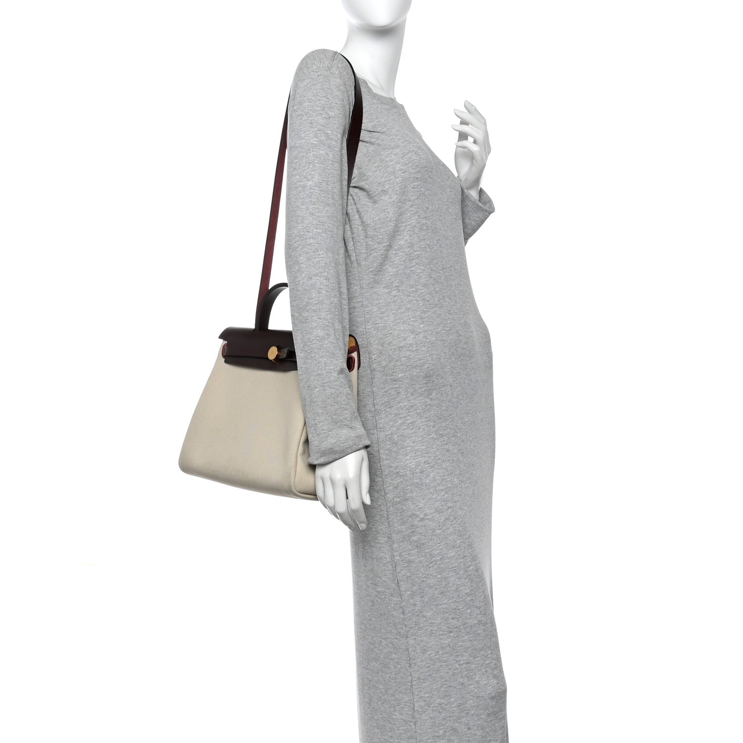 Hermes Military Toile Vache Hunter Herbag Zip Retourne 31 PM Beton Rouge Sellier 2 of 14