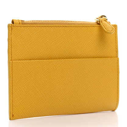 Prada Saffiano Metal Zip Card Holder Soleil 3 of 6