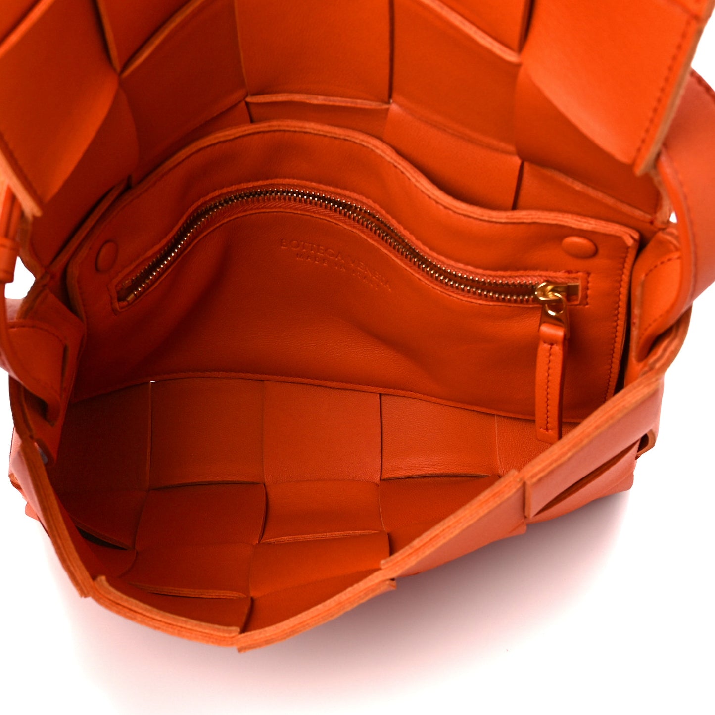 Lambskin Maxi Intrecciato Cassette Crossbody Bag Orange