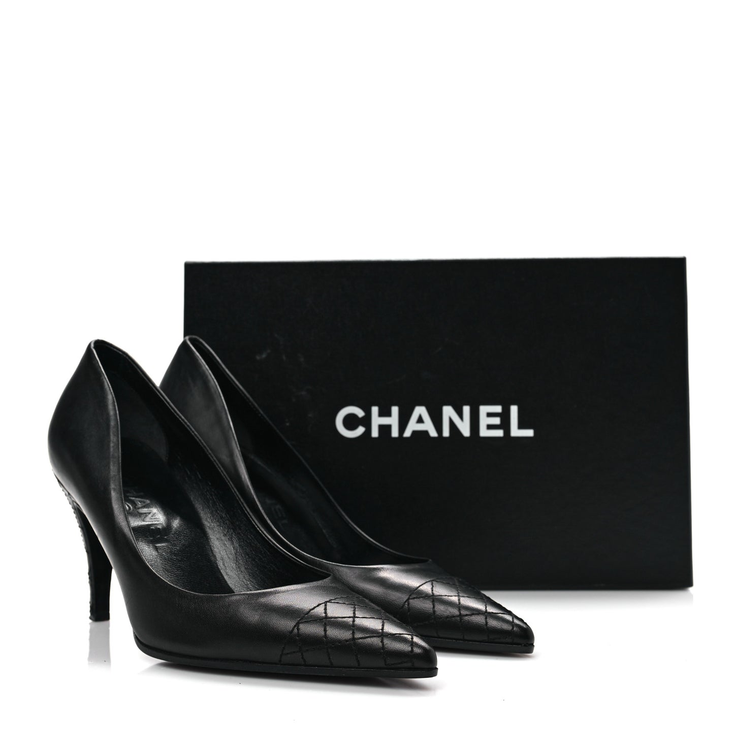 Lambskin Quilted Pointed Toe Pumps 36.5 Black