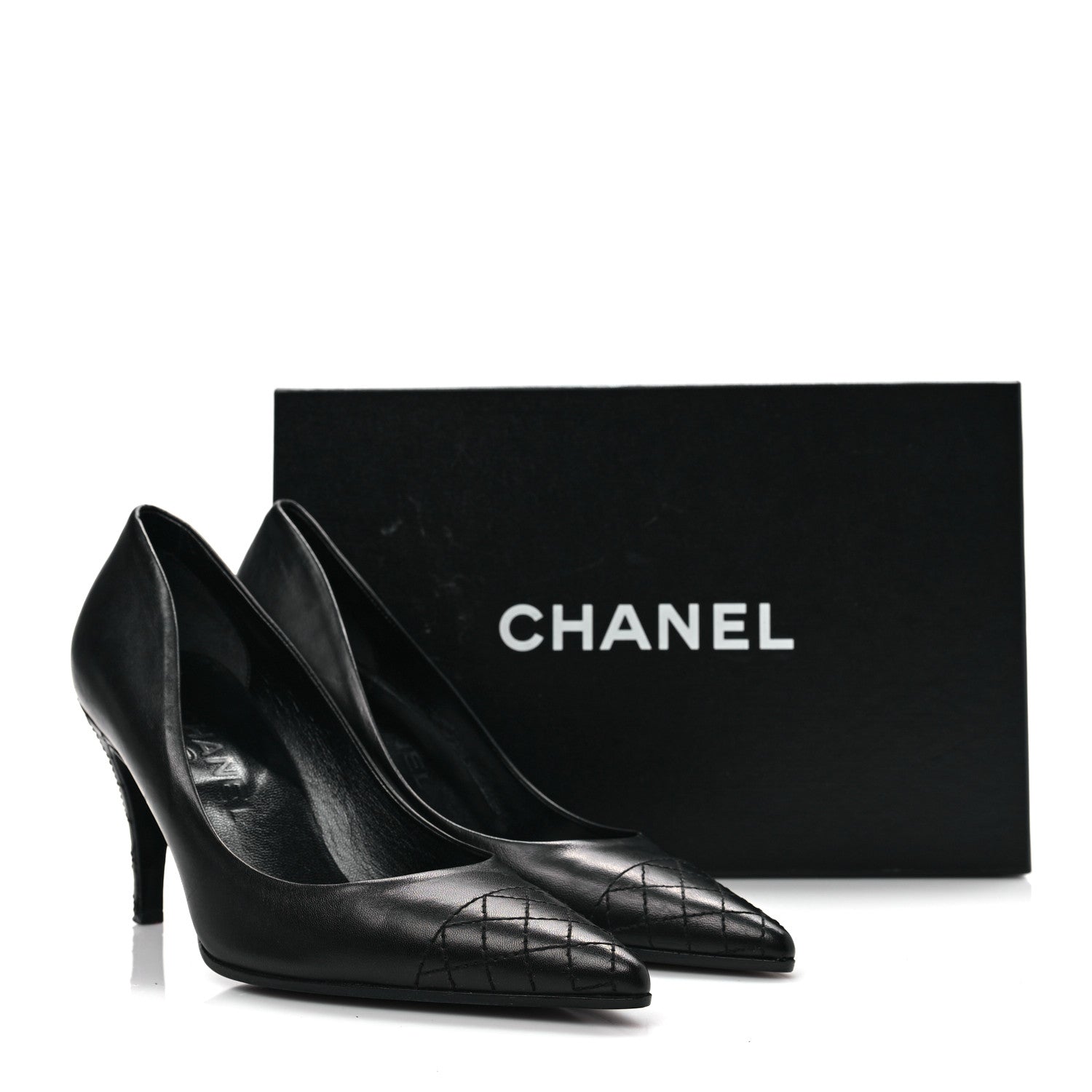 Chanel Lambskin Quilted Pointed Toe Pumps 36.5 Black 8 of 8
