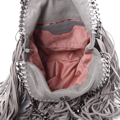 Stella McCartney Shaggy Deer Fringe Mini Falabella Tote Grey 5 of 11