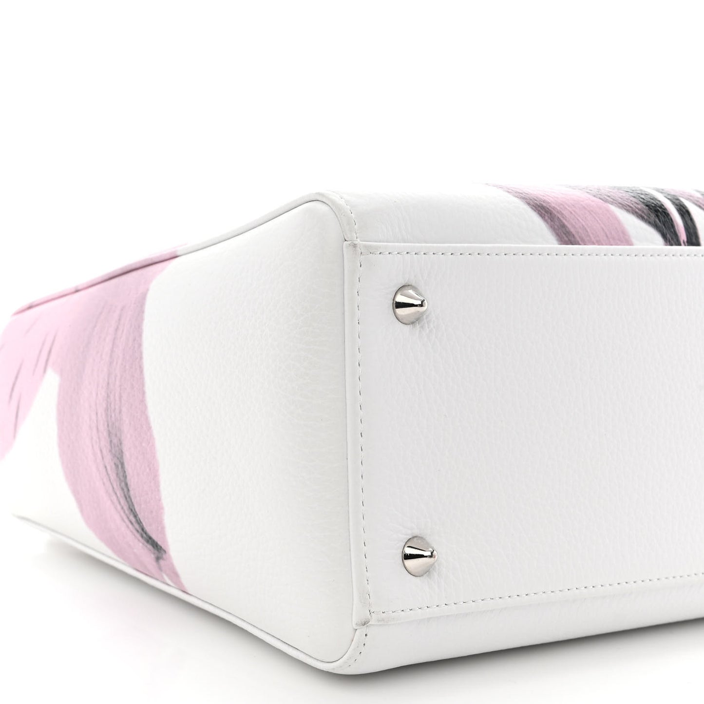 Deerskin Floral Printed Medium Lady Dior White