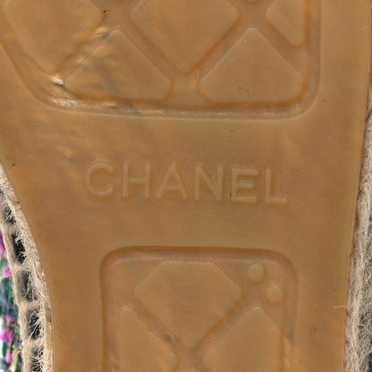 Chanel Tweed Grosgrain CC Espadrilles 38 Green Pink Yellow Black 7 of 10