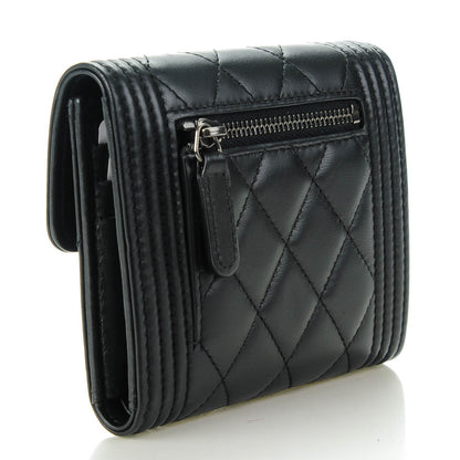 Chanel Lambskin Quilted Compact Boy Wallet Black 3 of 8