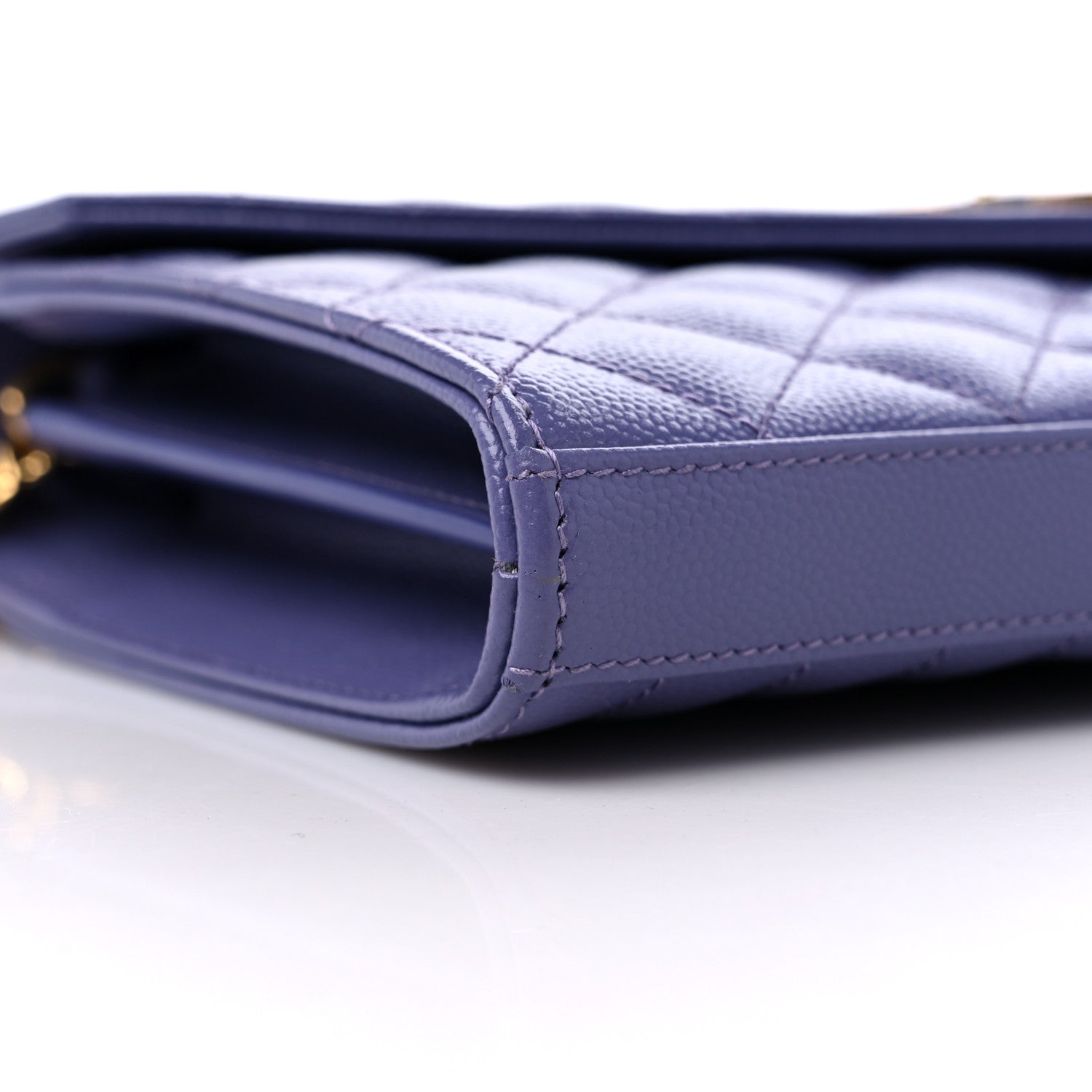 Saint Laurent Grain De Poudre Mixed Matelasse Triquilt Monogram Chain Wallet Mauve 7 of 10