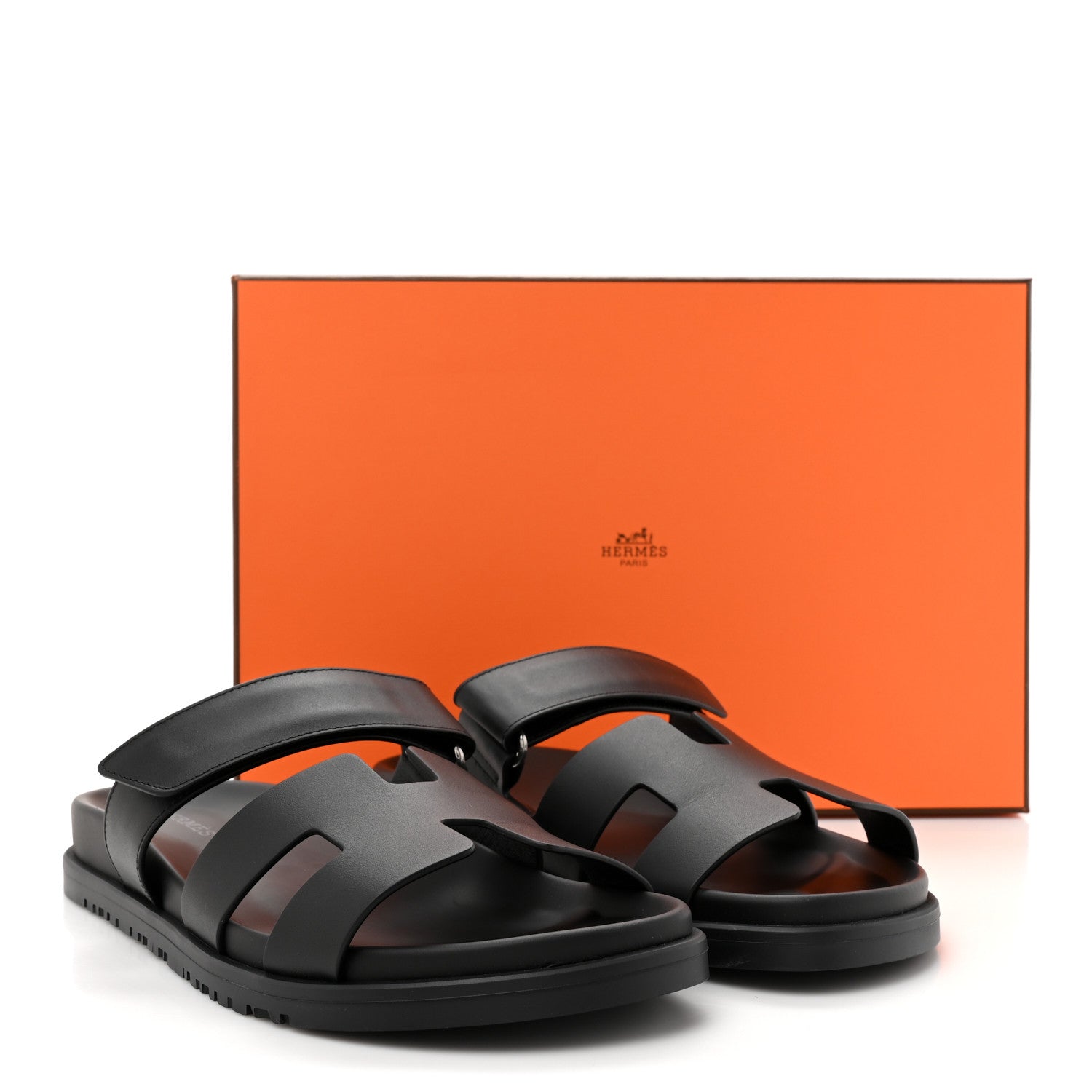 Hermes Calfskin Womens Chypre Sandals 38 Black 9 of 9