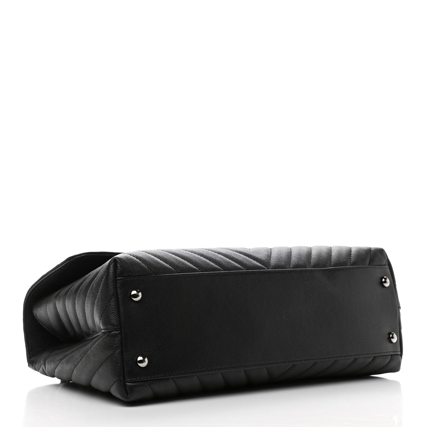 Caviar Chevron Quilted Medium Coco Handle Flap Black