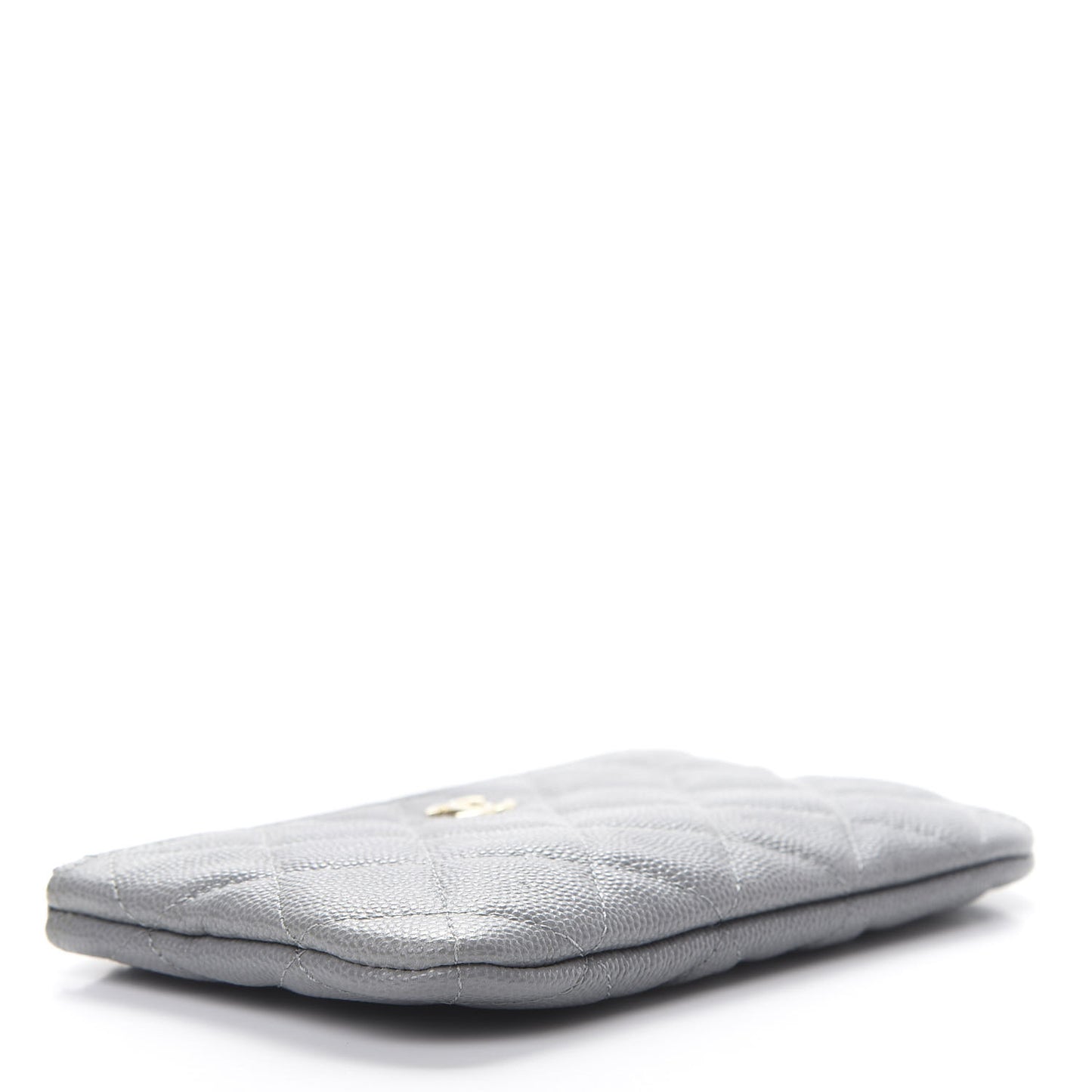 Caviar Quilted Small Cosmetic Case Grey