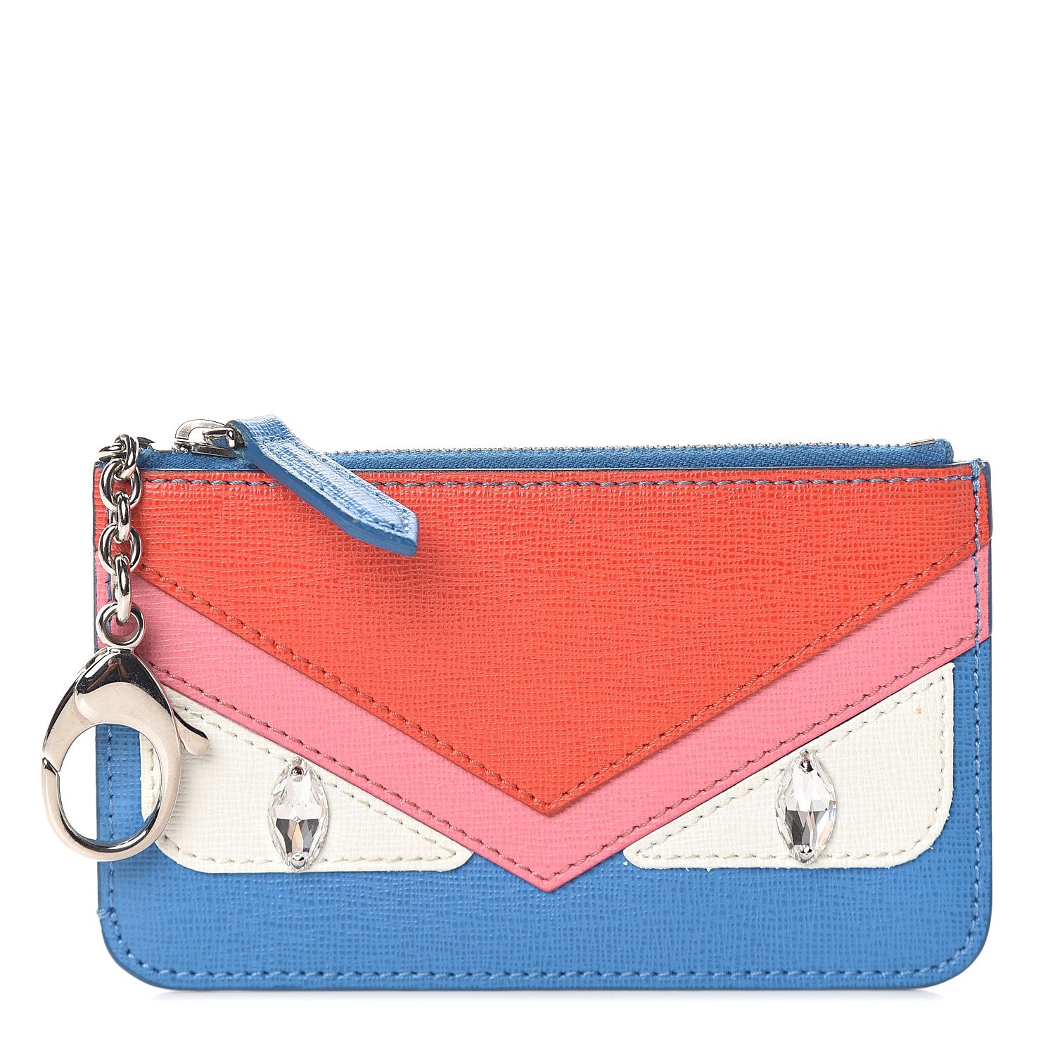 Fendi Vitello Elite Crystal Eye Monster Coin Pouch Key Case Royal Blue Papavero Multicolor 1 of 5