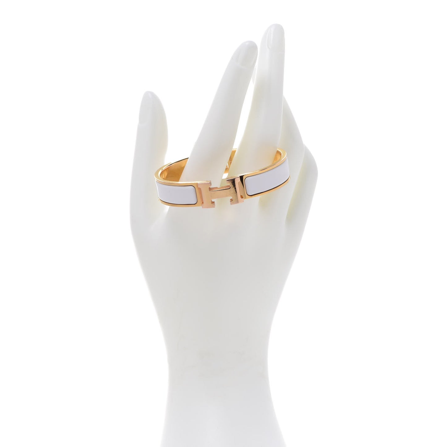 Enamel Narrow Clic Clac H Bracelet PM White