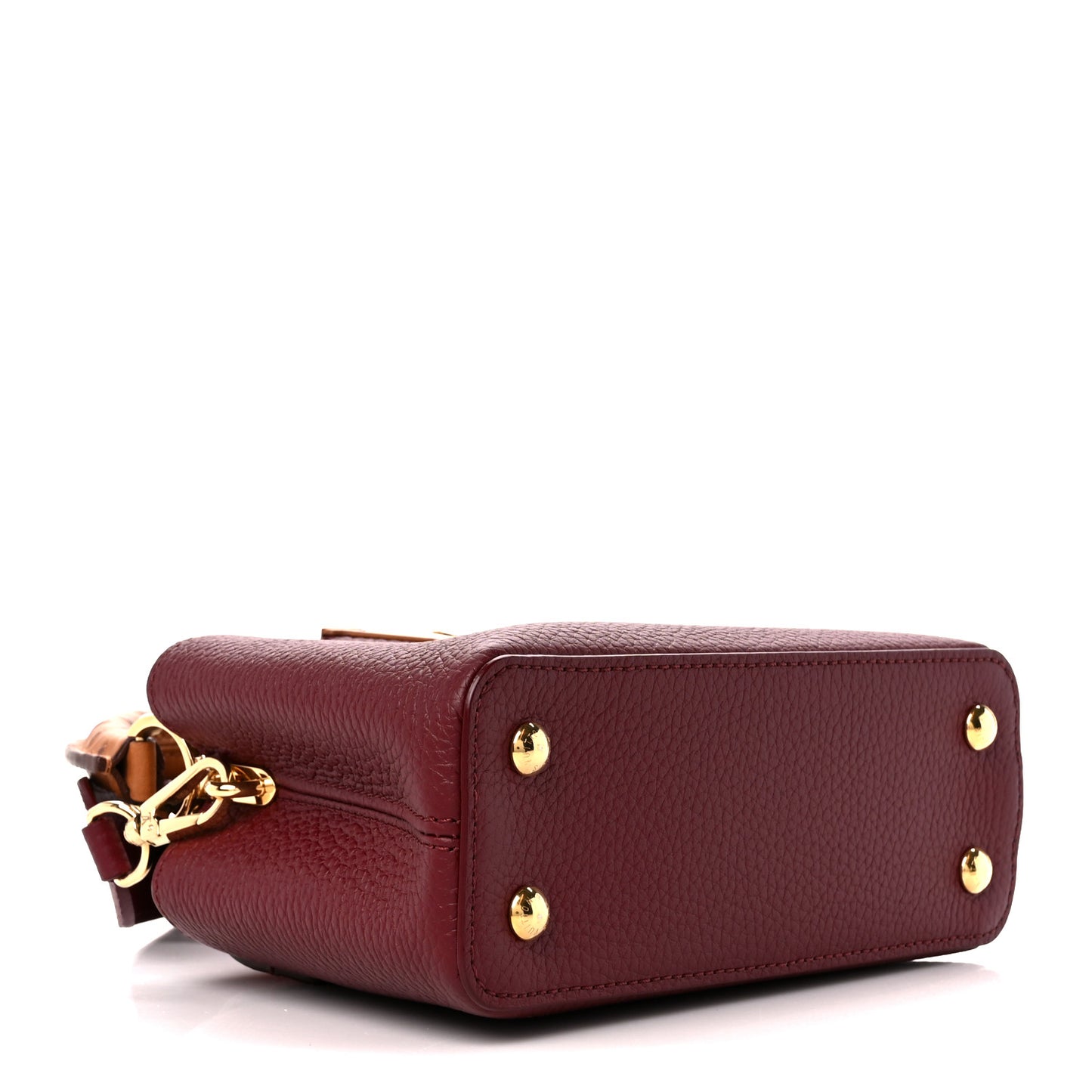 Taurillon Ostrich Mini Capucines Griotte Red Honey