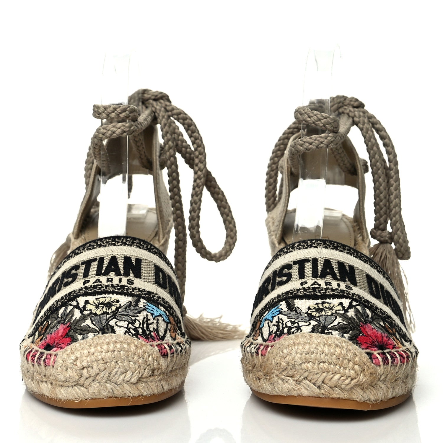 Christian Dior Canvas Mille Fleurs Embroidered Granville Ankle Tie Espadrille 65mm Wedges 39 Multicolor 2 of 7