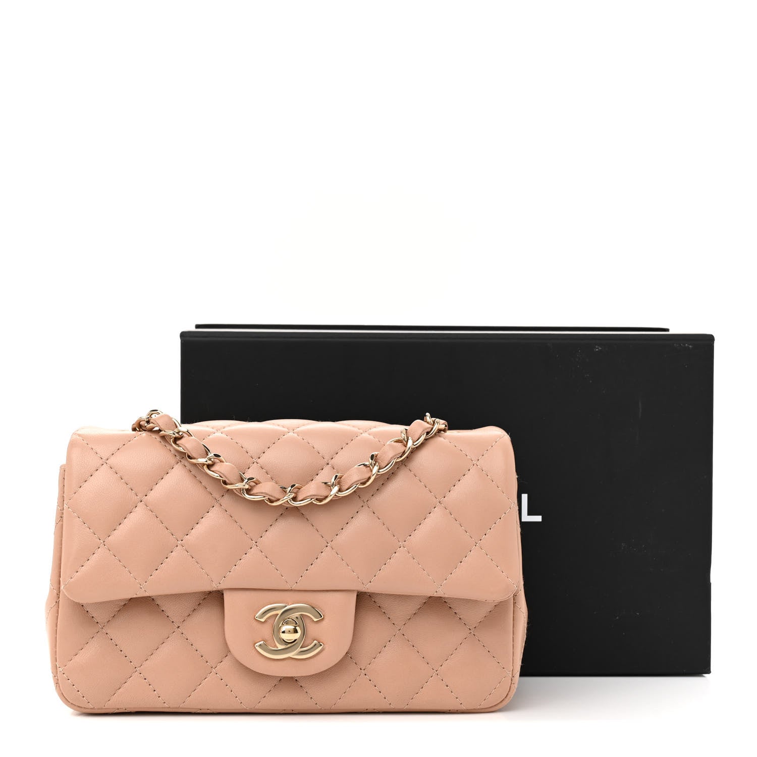 Chanel Lambskin Quilted Mini Rectangular Flap Beige 12 of 12