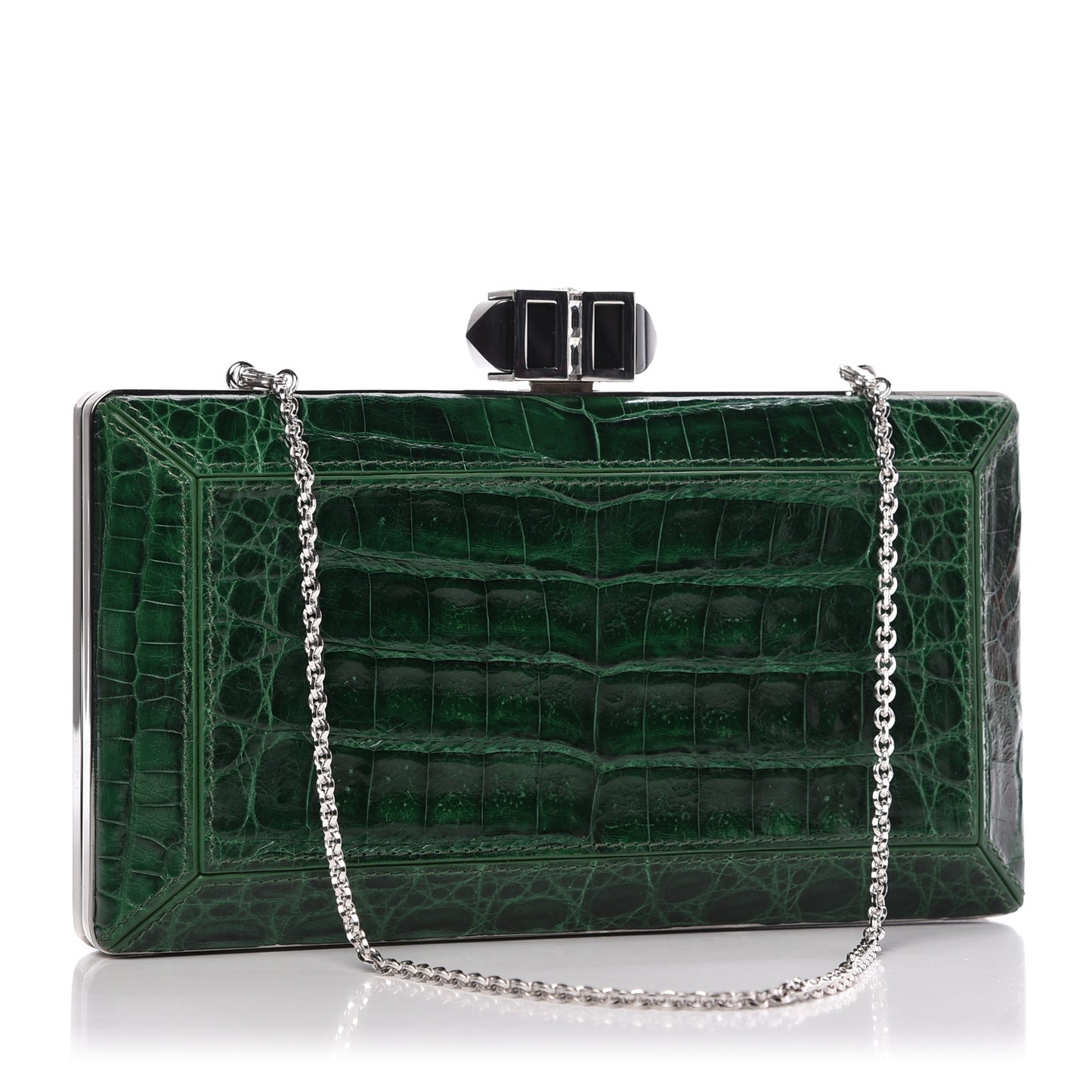 Crocodile Faceted Clutch Emerald