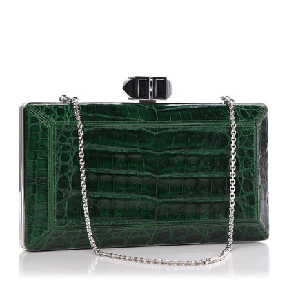 Judith Leiber Crocodile Faceted Clutch Emerald 4 of 14