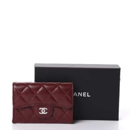 Chanel Caviar Quilted Flap Card Holder Wallet Dark Red 9 of 9