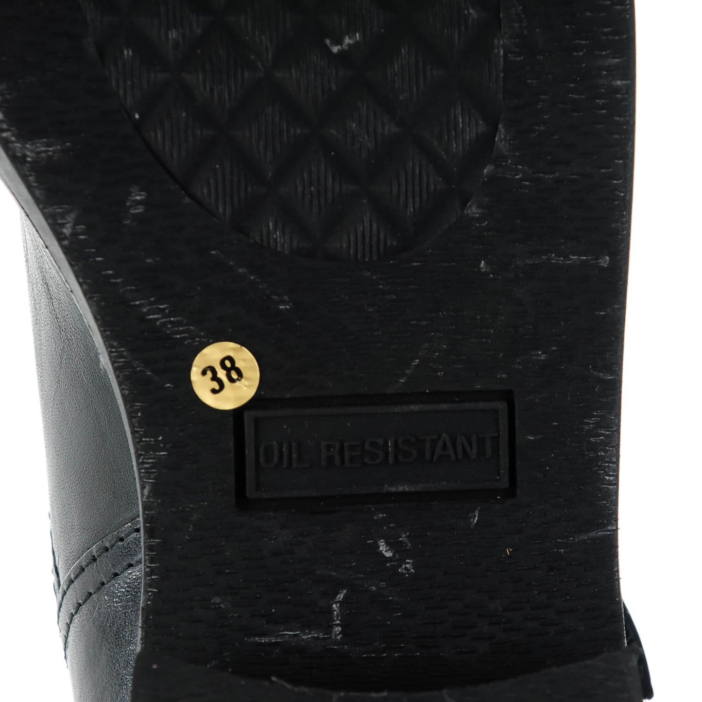 Distressed Calfskin Cap Toe Motorcycle Boots 38 Black