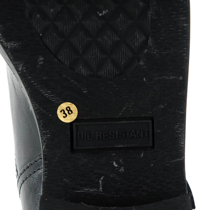 Chanel Distressed Calfskin Cap Toe Motorcycle Boots 38 Black 6 of 7