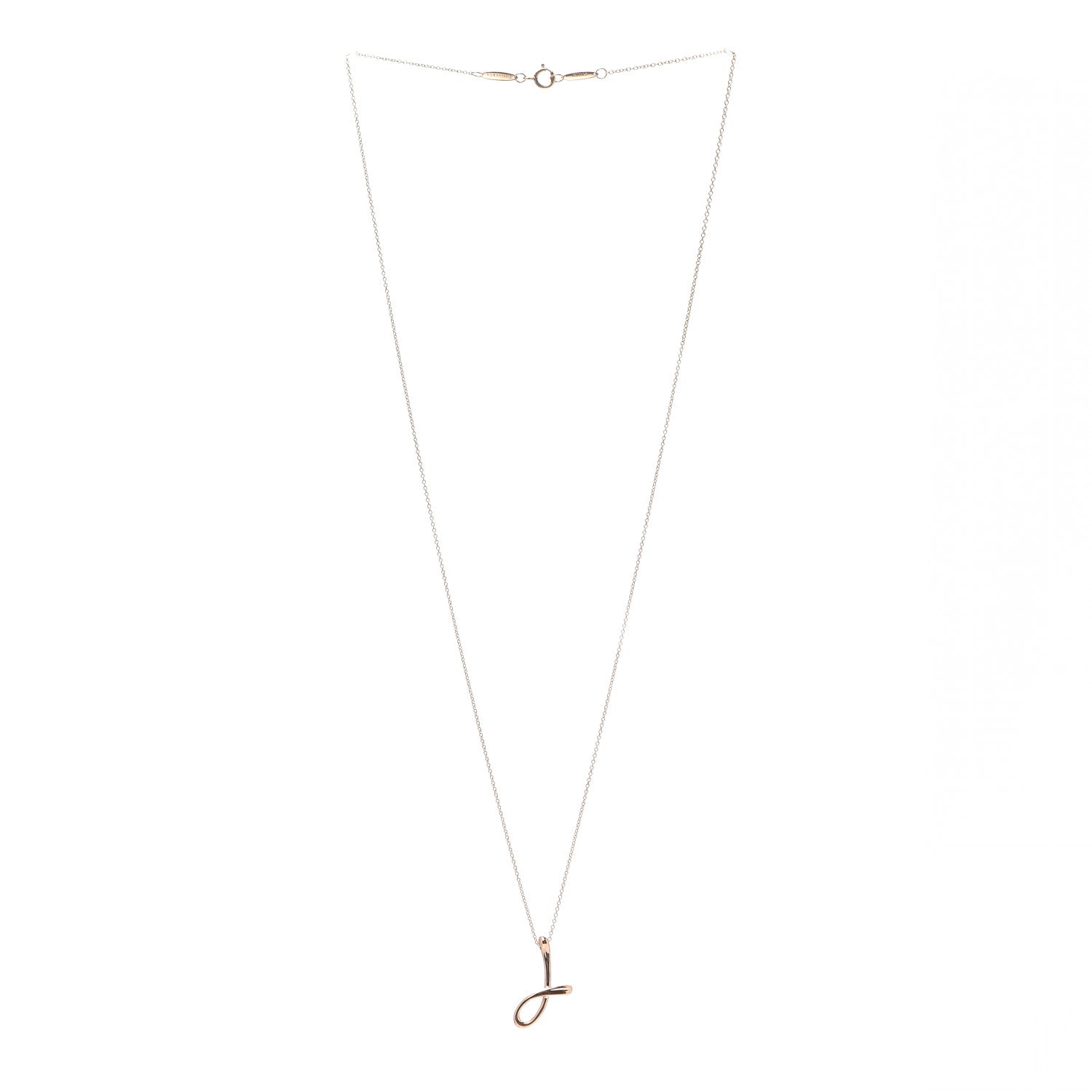 Tiffany 18K Rose Gold Elsa Peretti Letter J Pendant Necklace 3 of 6