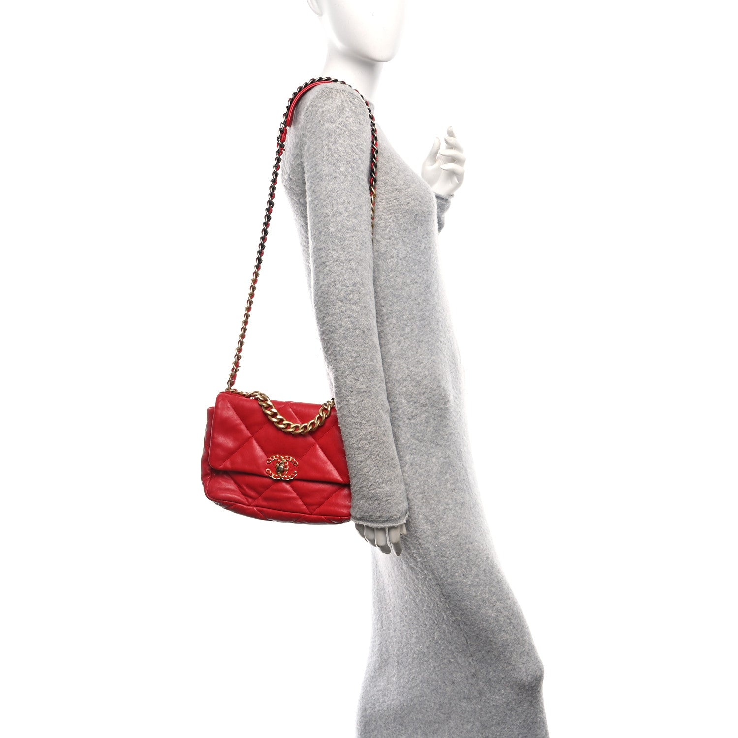 Chanel Lambskin Quilted Medium Chanel 19 Flap Red 2 of 11